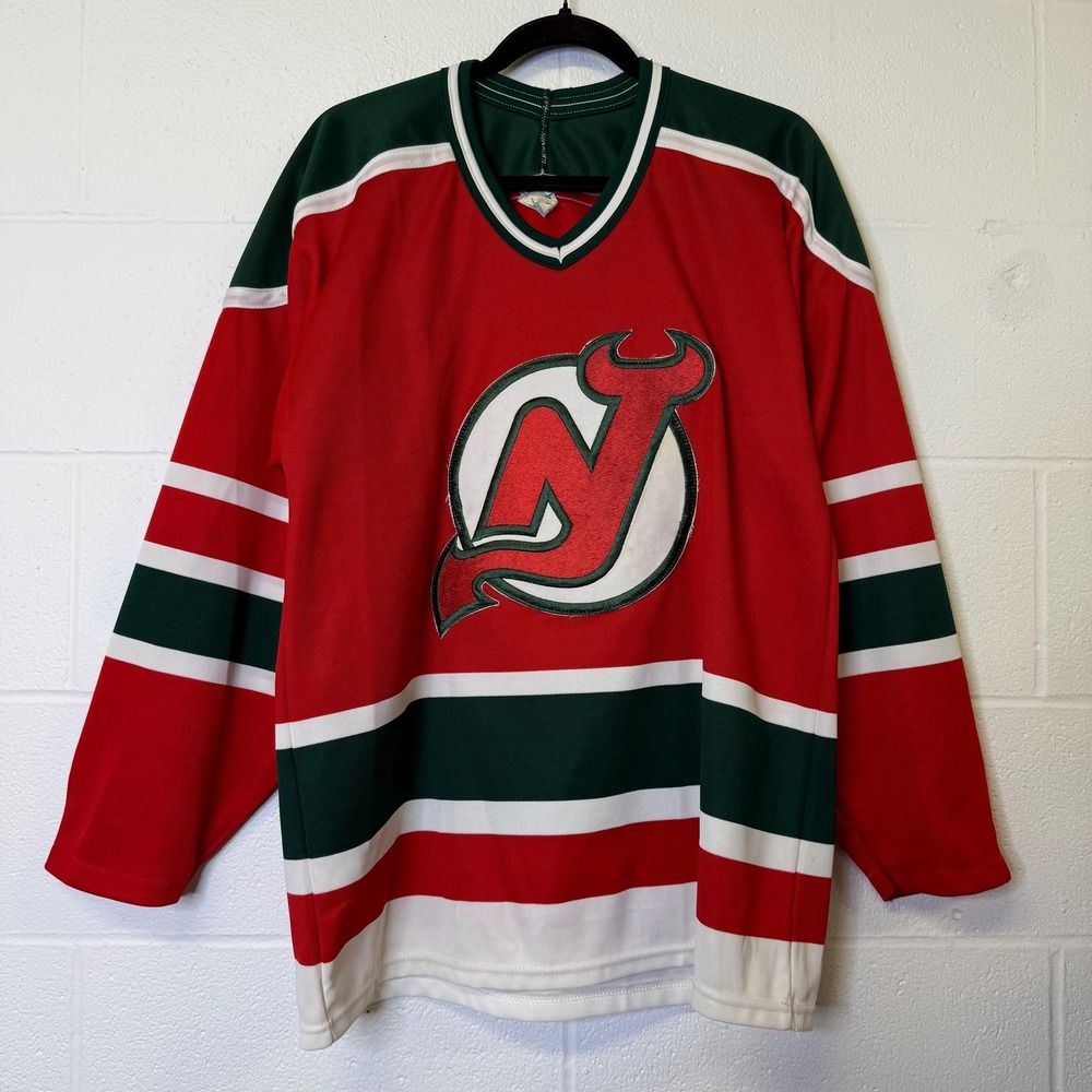 Vintage 90s New Jersey Devils Christmas CCM Maska NHL Hockey Jersey Men's M